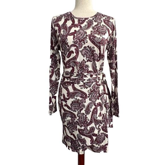 MICHAEL Michael Kors Petite Pop Paisley Wrap Jersey Dress Women's Sz P/L Office - Picture 2 of 8